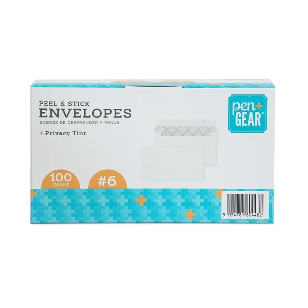 Pen+Gear #6 Privacy Tint Peel and Stick 3.63" x 6.5" White Envelopes NWT